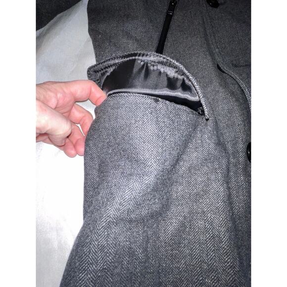 Express Wool Blend Double Breasted Coat with Zip-Out Hoodie - Men's Size S - Picture 4 of 14